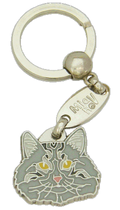Norveška gozdna mačka siva <br> (obesek za ključe, Gravura vključena v ceno)
